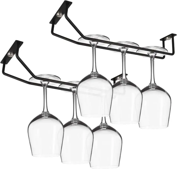 10.8-Inch Under-Cabinet Wine Glass Rack — Metal Stemware Holder (2-Pack)