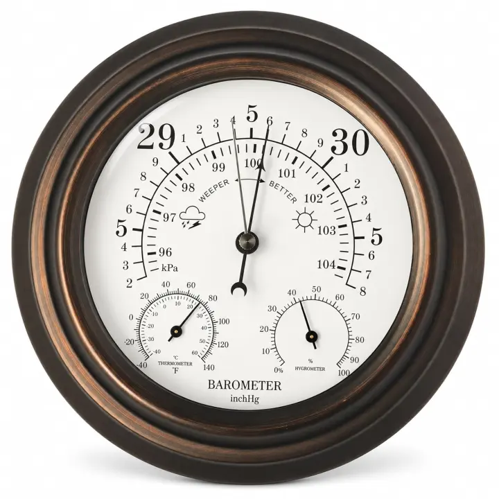 10-inch Antique Bronze Weather Station — Analog Barometer, Thermometer & Hygrometer