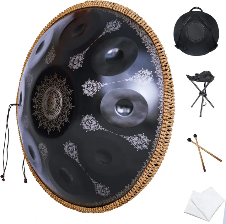 10-Note Handpan Drum (432Hz, 22") — D Minor Black Print