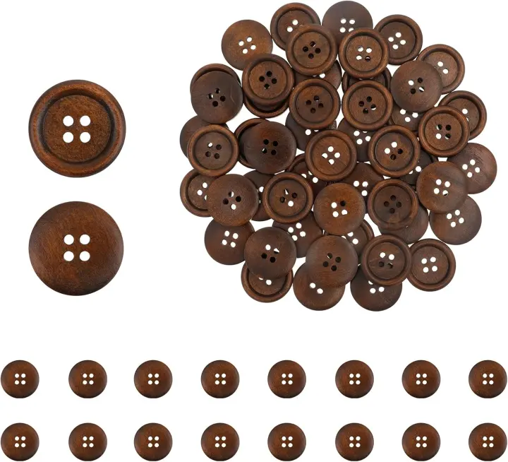 100-Pack Wooden Sewing Buttons, 12.5mm (4-Hole) for Crafts