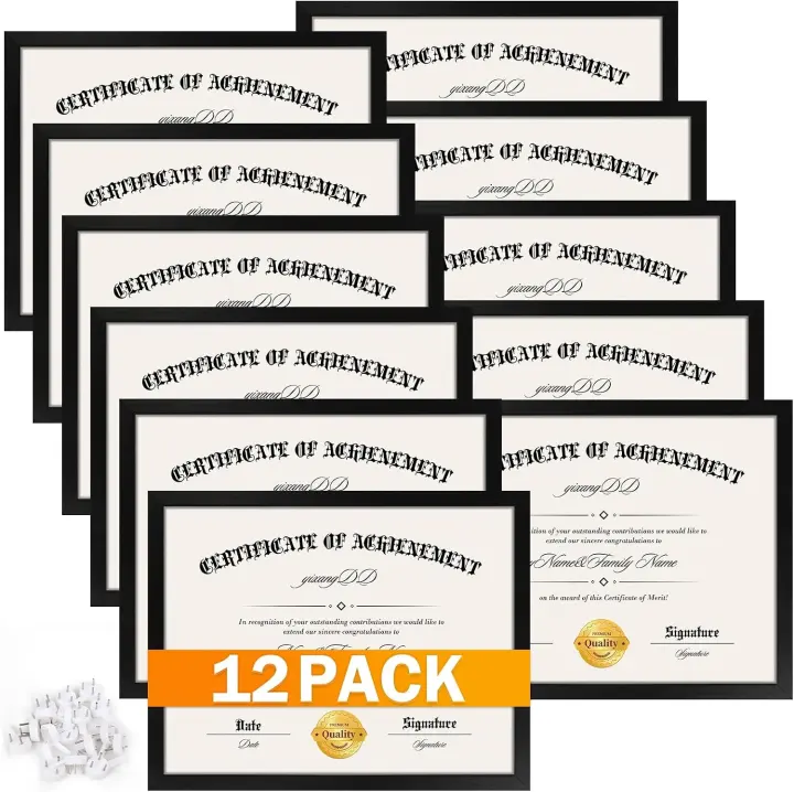 12-Pack 8.5 x 11 Certificate & Diploma Frames — Black