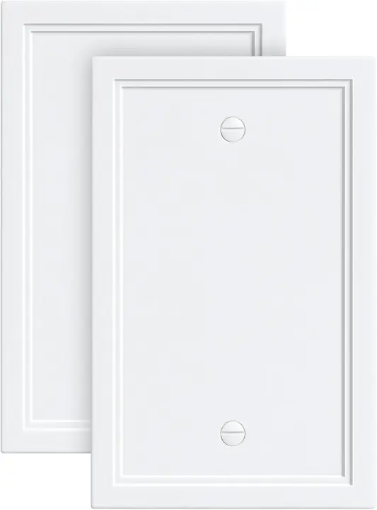 2-Pack Bamboo Fiber Single-Gang Blank Wall Plate Covers — White