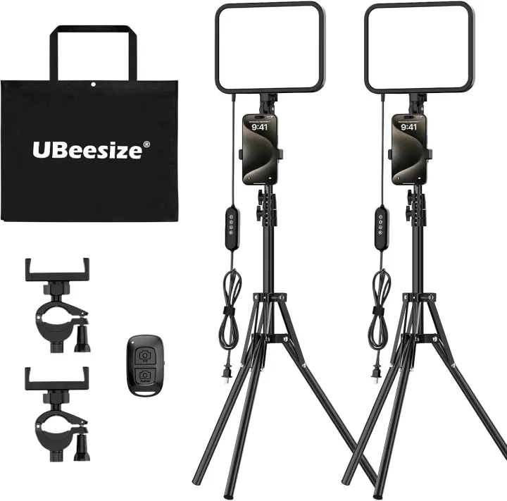 2-Pack LED Video Light Kit with Tripods and Phone Mounts