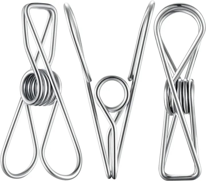 20-Pack Heavy-Duty Stainless Steel Clothespins — Metal Laundry Clips