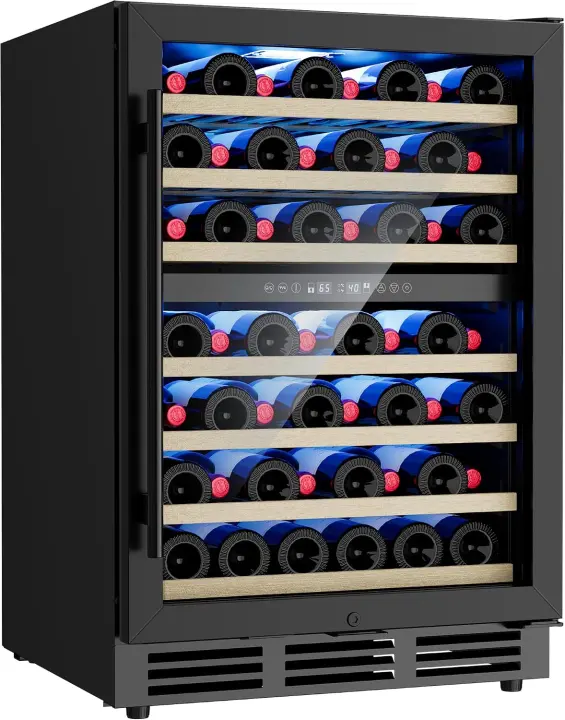 24-Inch Dual-Zone Wine Cooler — 55-Bottle Undercounter Refrigerator