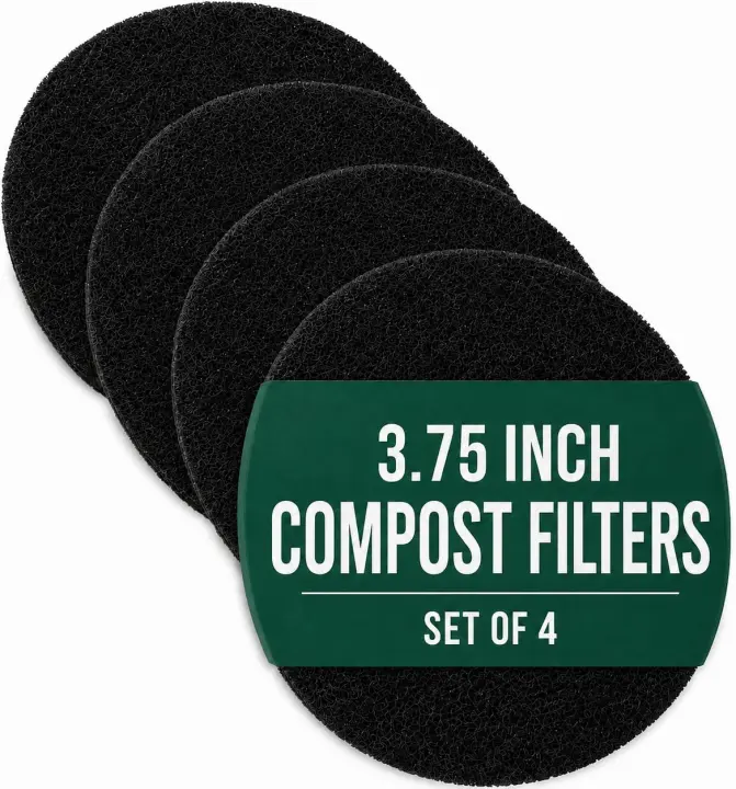 3.75 in Charcoal Compost Bin Filters — 4-Pack Countertop Replacements
