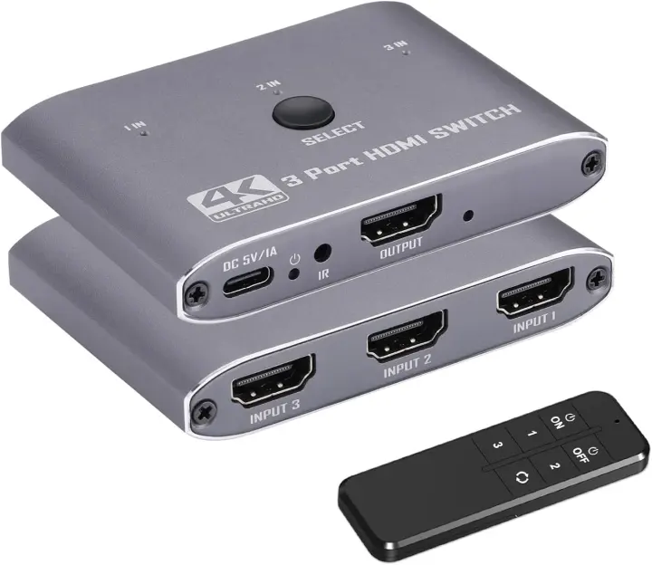 4K@60Hz HDMI Switch 3x1 with Remote — HDMI 2.0 / HDCP 2.2 Compatible