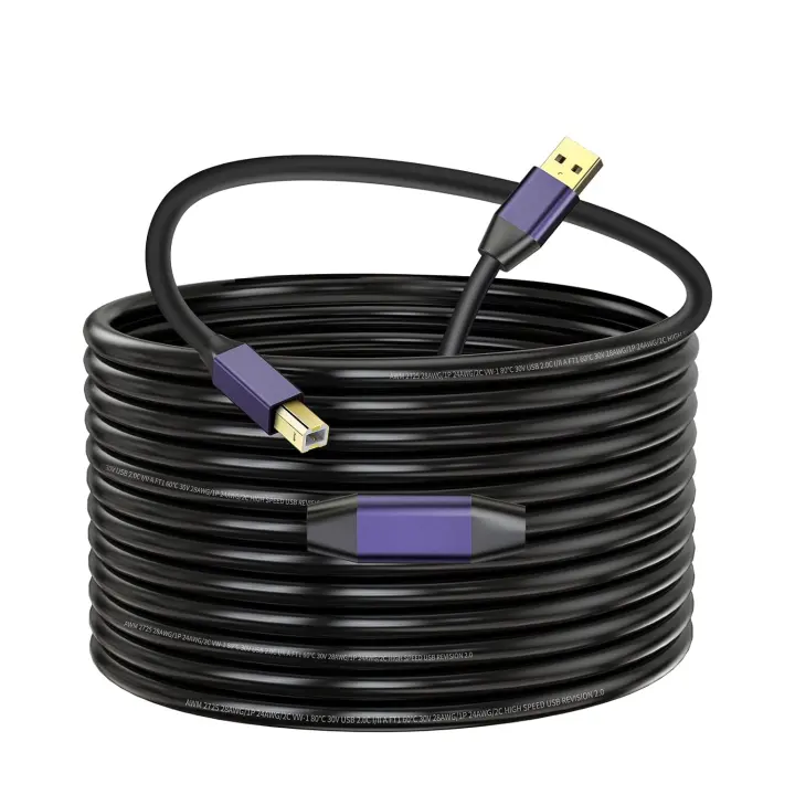 50ft Active USB 2.0 A-to-B Printer Cable — High-Speed Signal-Boosted
