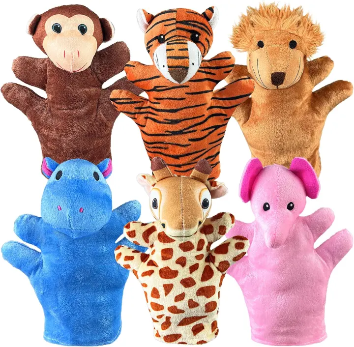 6-Piece Plush Animal Hand Puppet Set