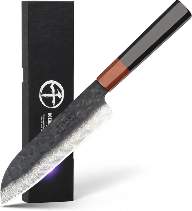7-inch Japanese Forged Damascus Santoku Knife with VG10 Core