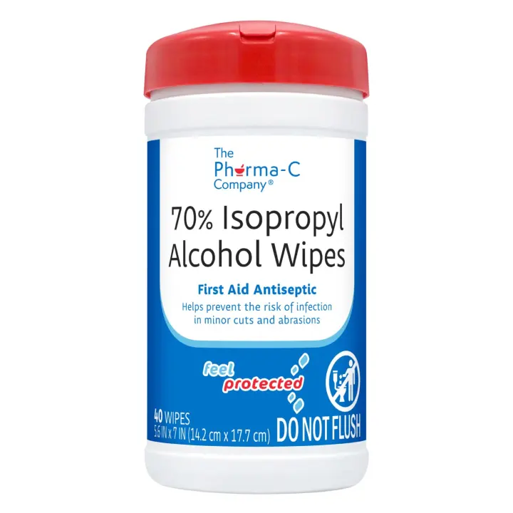 70% Isopropyl Alcohol Wipes — 40 Pre-Moistened Cloths Canister