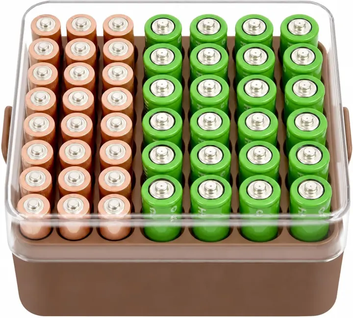 ALCYON Plastic Battery Organizer Case — Holds 48 AA/AAA Cells