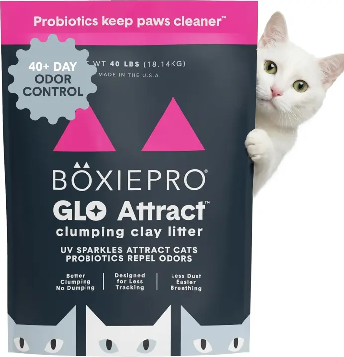 Boxie Glo Clumping Clay Cat Litter — 40 lb, Long-Lasting Odor Control