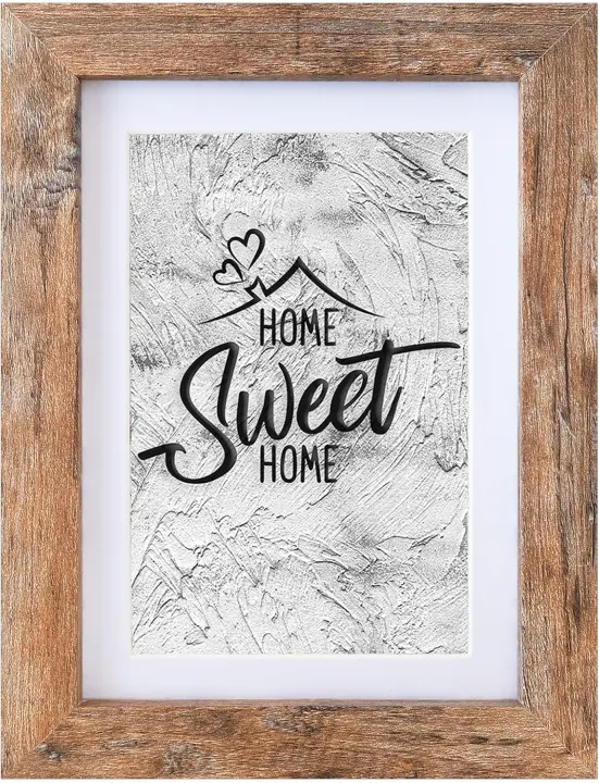 Califortree 5x7 Rustic Brown Photo Frame with Mat & Plexiglass