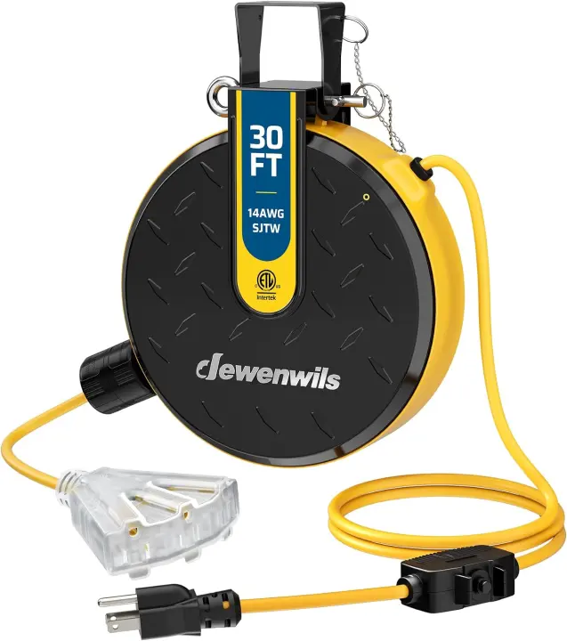 DEWENWILS 30FT Retractable Extension Cord Reel — Ceiling/Wall Mount