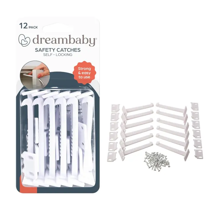 Dreambaby Cabinet & Drawer Safety Catches — Childproof Locks (12)