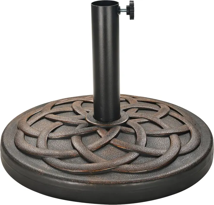 Elevon 35 lb Outdoor Umbrella Base with Adjustable Pole Clamp — Bronze