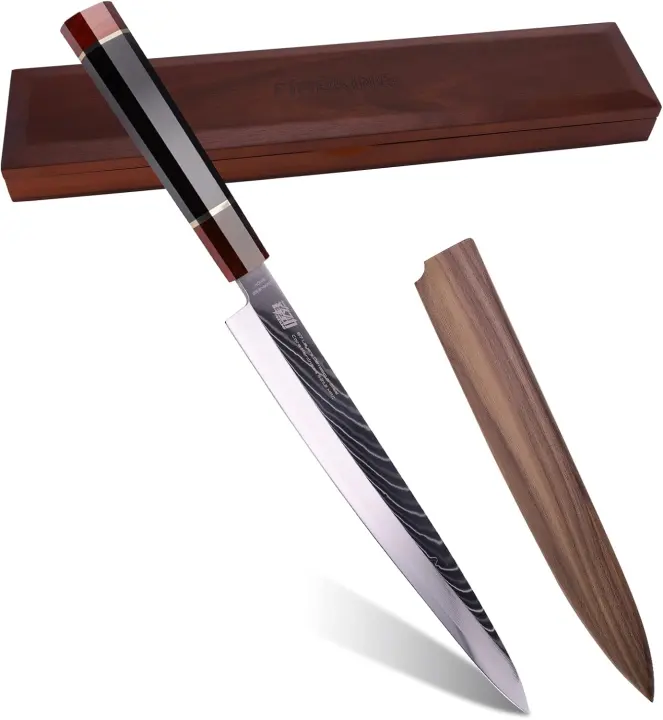 FINDKING Prestige 10.5in Yanagiba Sashimi Knife — SKD11 Damascus