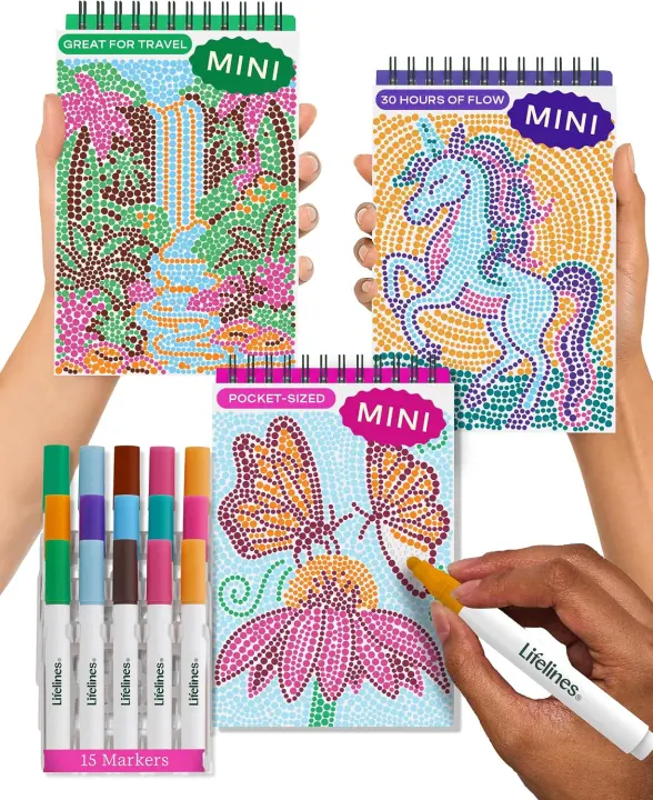 FlowArt Mini Activity Pads — 3-Pack Dot-by-Letter Coloring Set