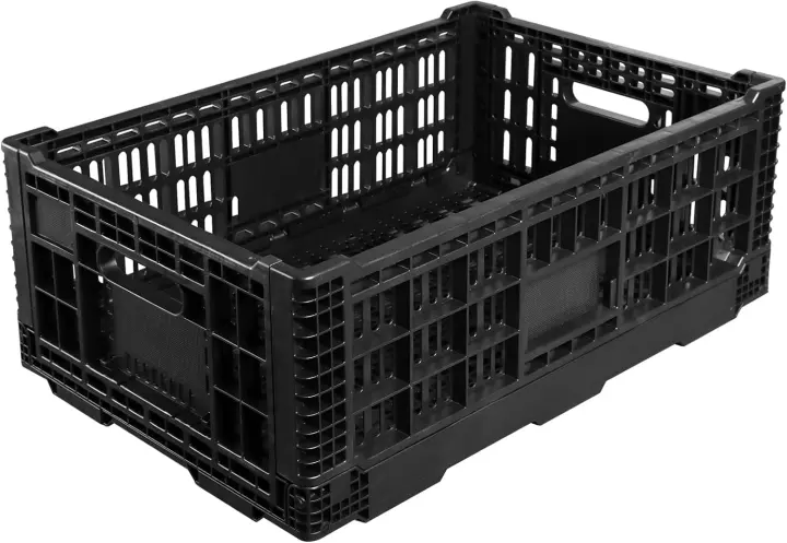 Foldable 52L Heavy-Duty Plastic Storage Bin — Collapsible Milk Crate