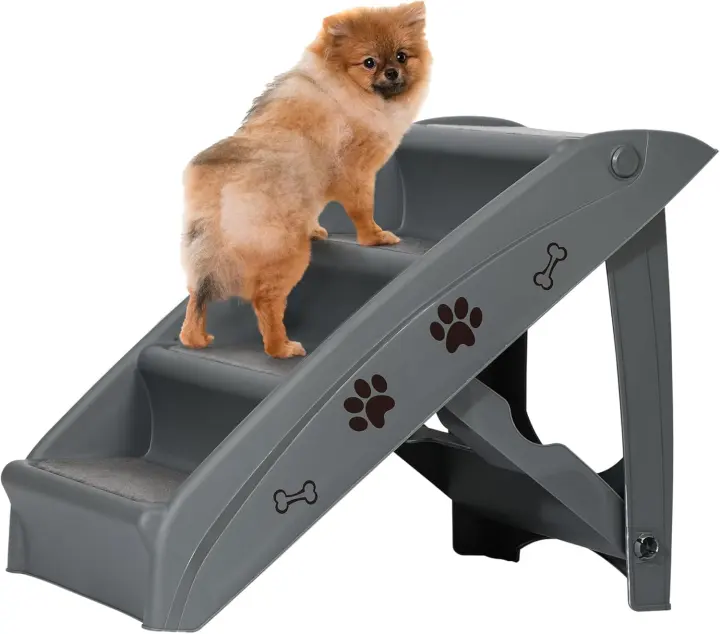 Foldable Grey Pet Dog Stairs for Small and Large Dogs