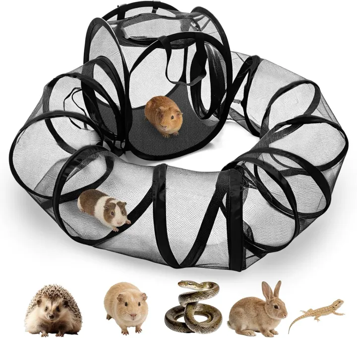 Foldable Small Animal Playpen with Tunnel and Carry Handle