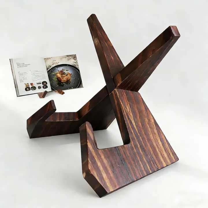 Foldable Wooden Cookbook Stand & Tablet Holder