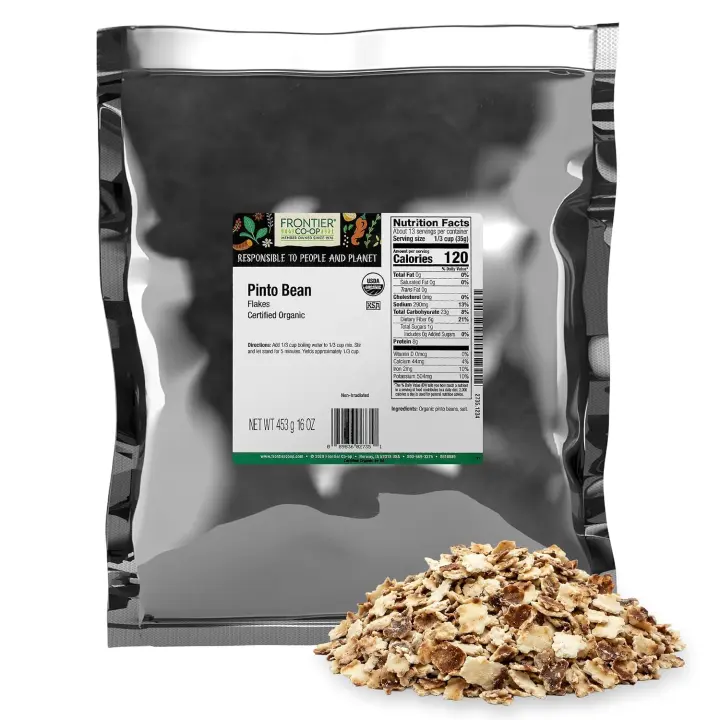 Frontier Co-op Organic Pinto Bean Flakes — 1 lb Bulk Bag (Kosher)