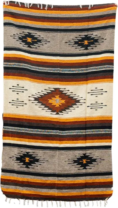 Giant Wool Mexican Blanket — Handwoven Southwestern Geometric Throw