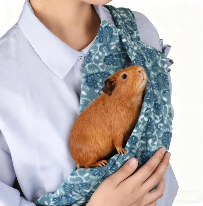 Guinea Pig Sling & Backpack Carrier — Adjustable Soft Bonding Pouch (Blue)