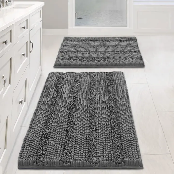 H.VERSAILTEX Grey Chenille Bath Rug Set — 2-Piece (20" x 32")