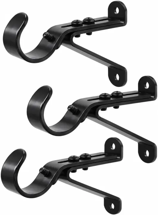 Heavy-Duty Adjustable Curtain Rod Brackets — 3-Pack, 30 lb Capacity