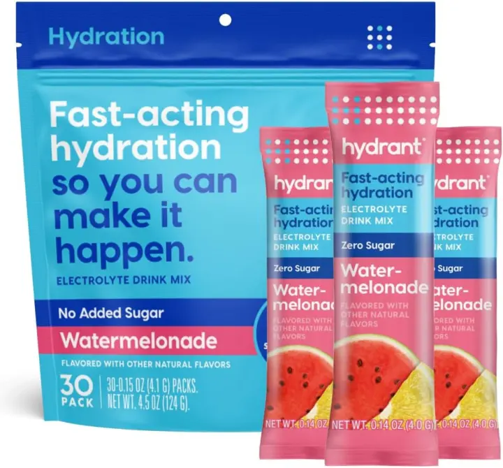 HYDRANT Hydrate Zero-Sugar Electrolyte Powder Sticks — Watermelonade (30 Count)