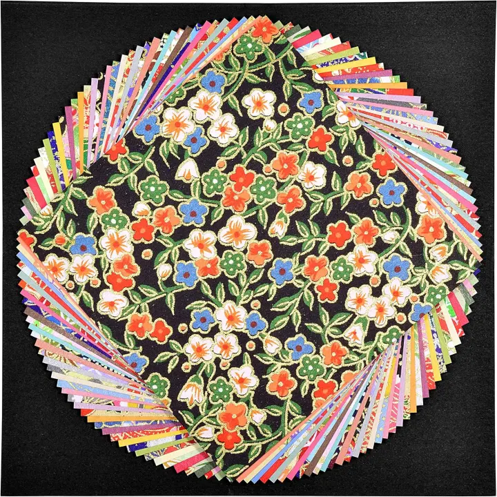 Japanese Mino Washi Yuzen Origami Paper — 3.93" (40 Sheets, 20 Patterned + 20 Solids)