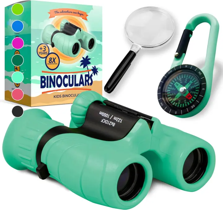 Kids Binoculars Adventure Set with Compass & Magnifier — 8x21