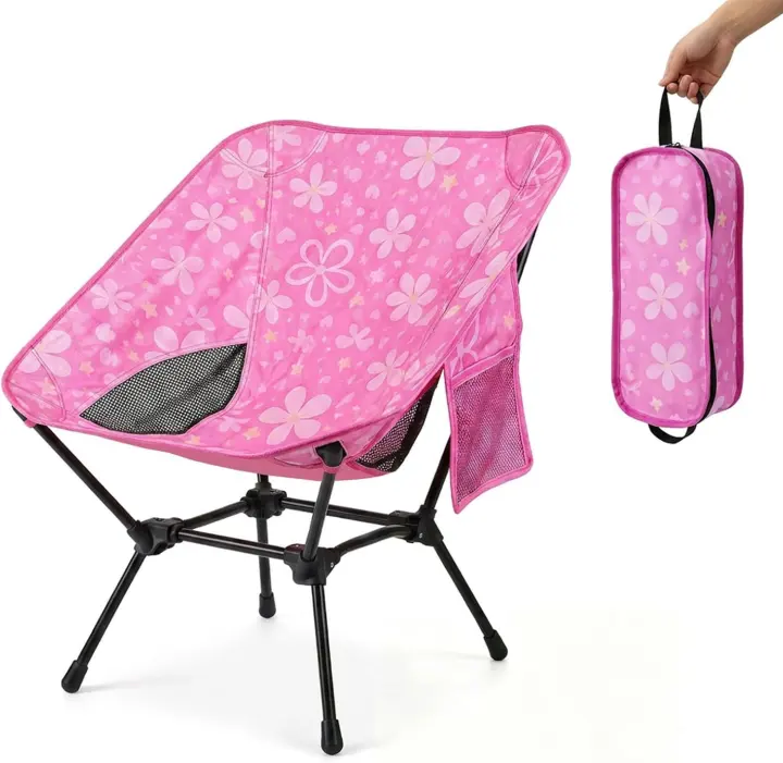 Kids Folding Camping & Beach Chair with Carry Bag — Flower Print