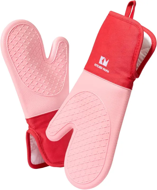 Kitchen Mama UltraShield Red Silicone Oven Mitts