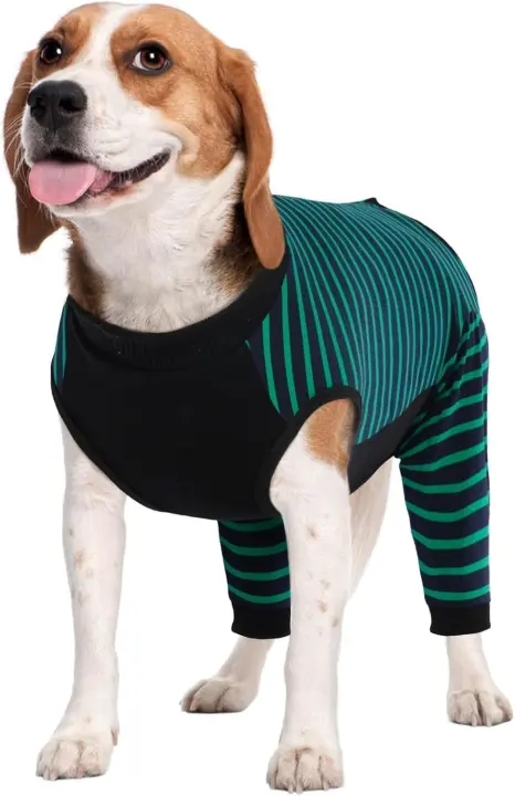 Kuoser Dog Recovery Suit — Rear-Leg Anti-Lick Sleeve (Green, M)