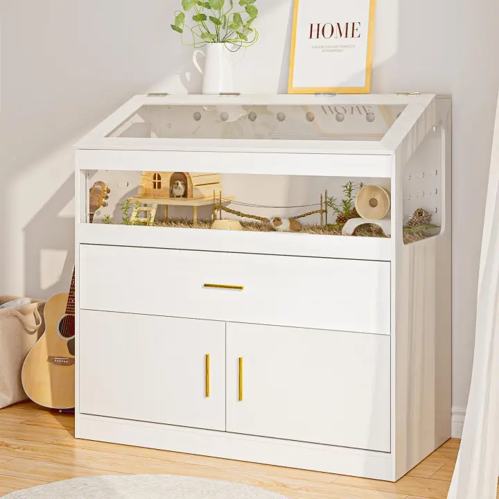 Large Guinea Pig Cage with Storage Cabinet and Acrylic Panels