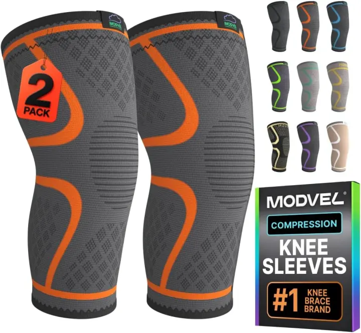 Modvel Compression Knee Sleeves (2-Pack) — Support Sleeves for Running & Rehab