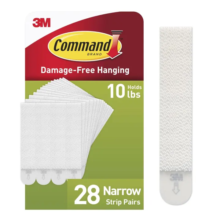 Narrow 10 lb Picture Hanging Strips — 28 Pairs (56 Strips)