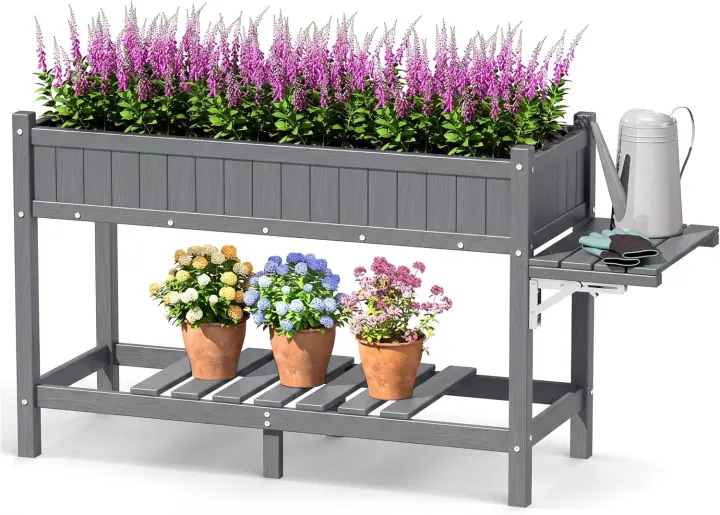 Nevilywood Elevated Planter with Legs — Raised Garden Bed (Grey)