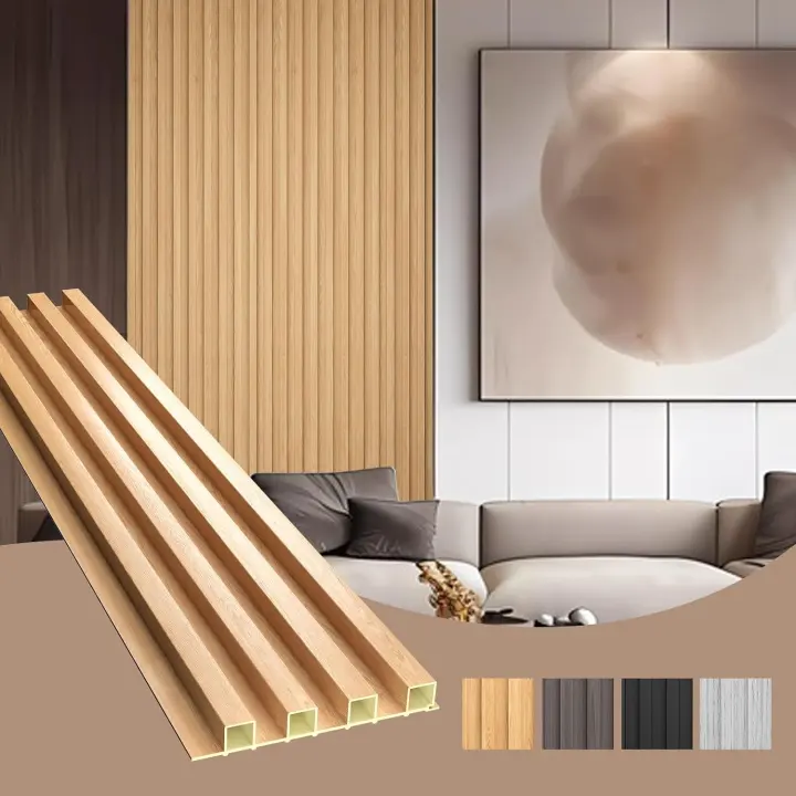 OUZUGIE WPC Acoustic Slat Wall Panels — 8-Pack (96 x 6 in)