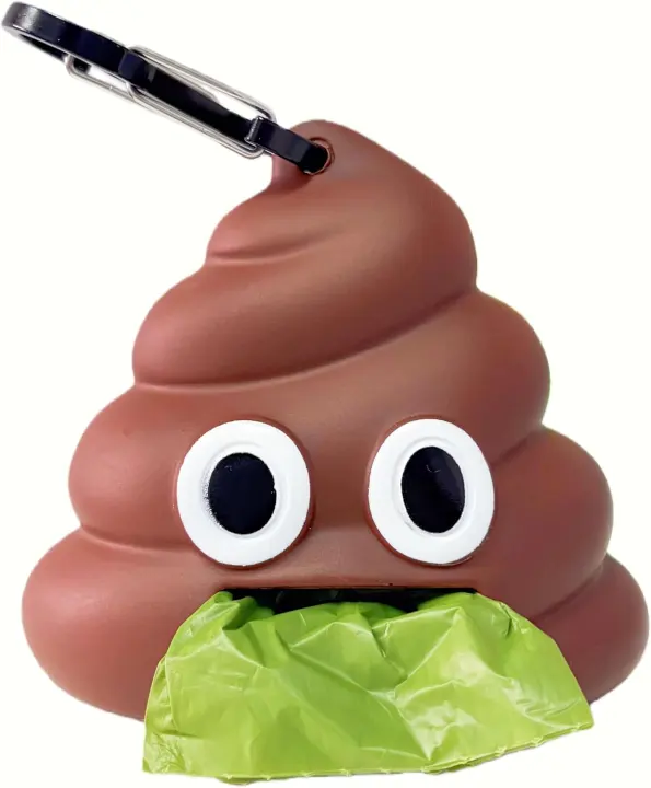 Poop-Shaped Dog Waste Bag Dispenser with Carabiner Holder
