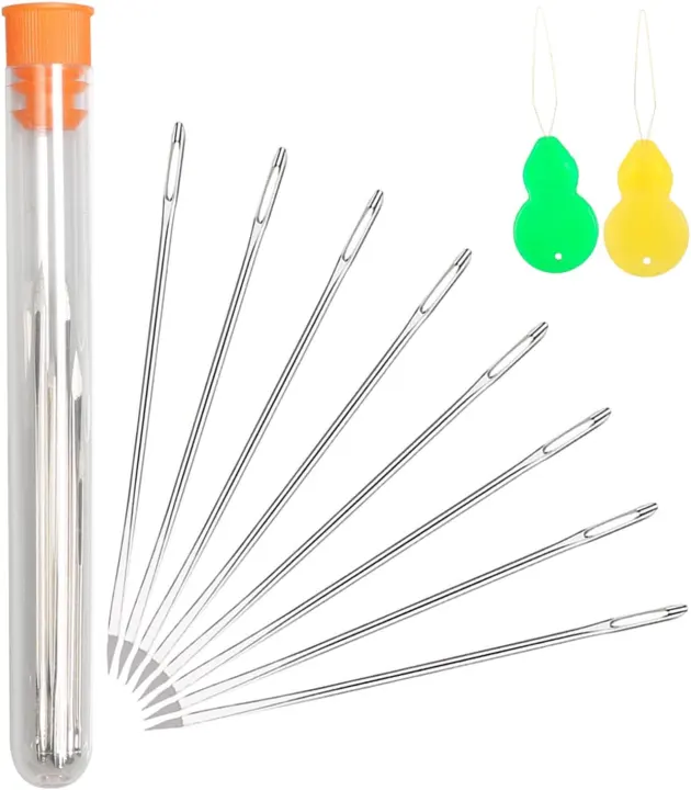 Professional Large-Eye Triangle Leather Needles with Threaders — 1.83×70mm