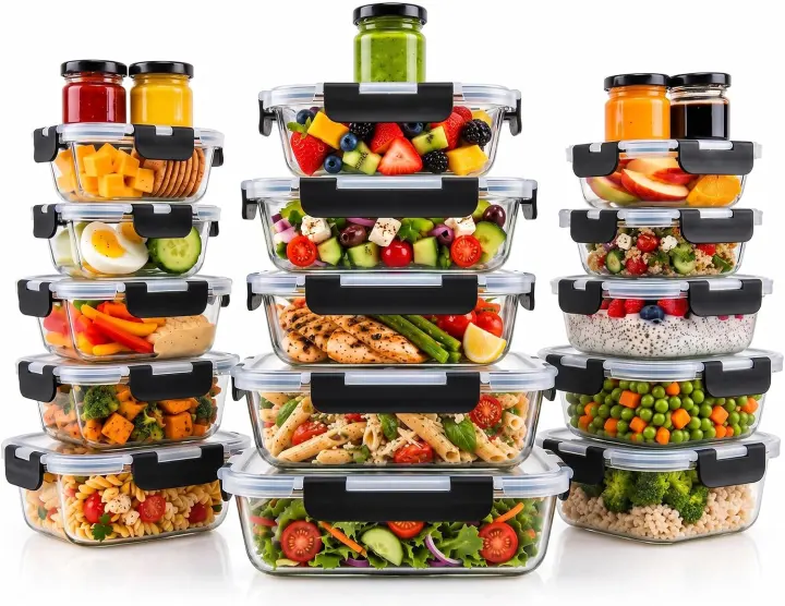 Razab 40-Piece Borosilicate Glass Food Container Set with Airtight Lids