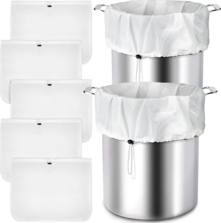 Reusable Large Fine-Mesh Brew Bags — 5-Pack