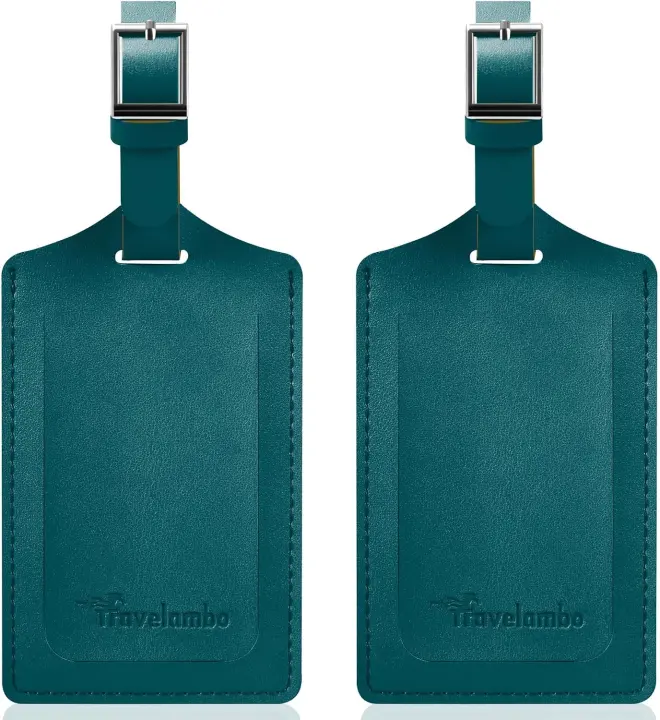 Set of 2 Faux-Leather Luggage Tags for Suitcases and Travel
