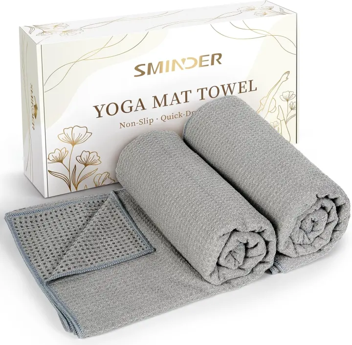 SMINDER 2-Pack Hot Yoga Towel — Non-Slip Microfiber Mat Cover