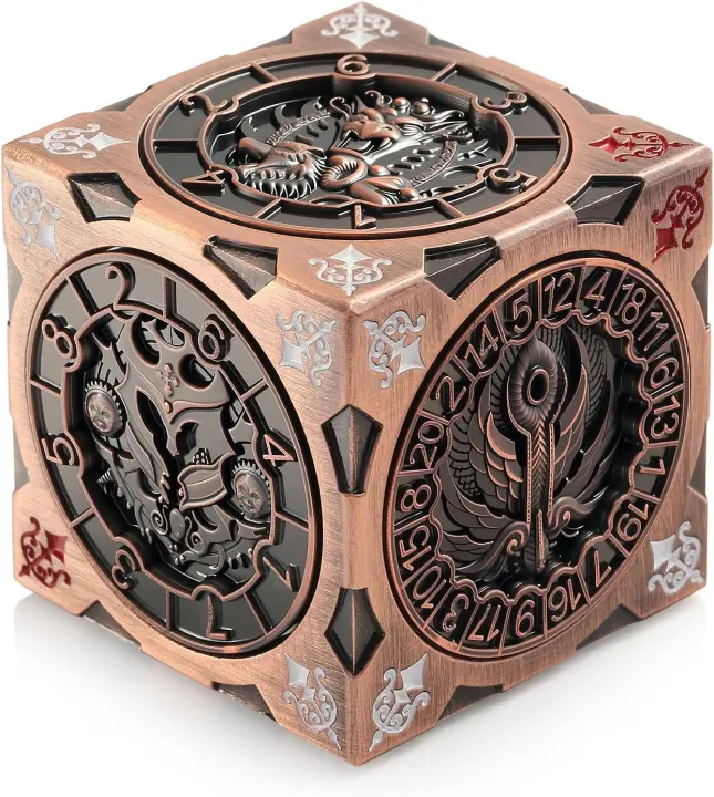 Spinner D&D Dice Cube — 7-in-1 Metal Spinning Dice Cube (Copper)